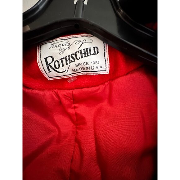 Rothschild Girl's Red Wool Blend Coat With Faux Fur Trim Size 10 - Picture 4 of 9